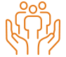 Icon of cupped hands supporting a group of people next to the text Remote Legal Staff.