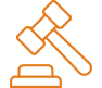 Icon of a gavel on a striking block next to the text Intake Service For Law Firms.